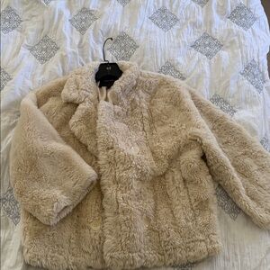 Robert Rodriguez beige cream faux fur jacket